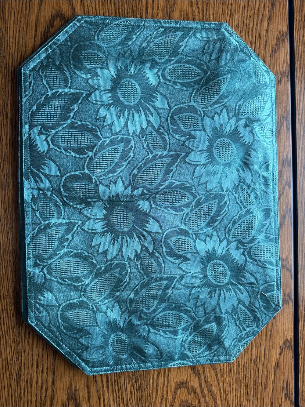 Teal Floral Jacquard Table Placemats, set of 4